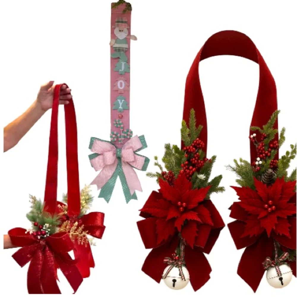 Over The Door Double Christmas Swag.  Christmas Bow/ Wreath /Ribbon Swag custom